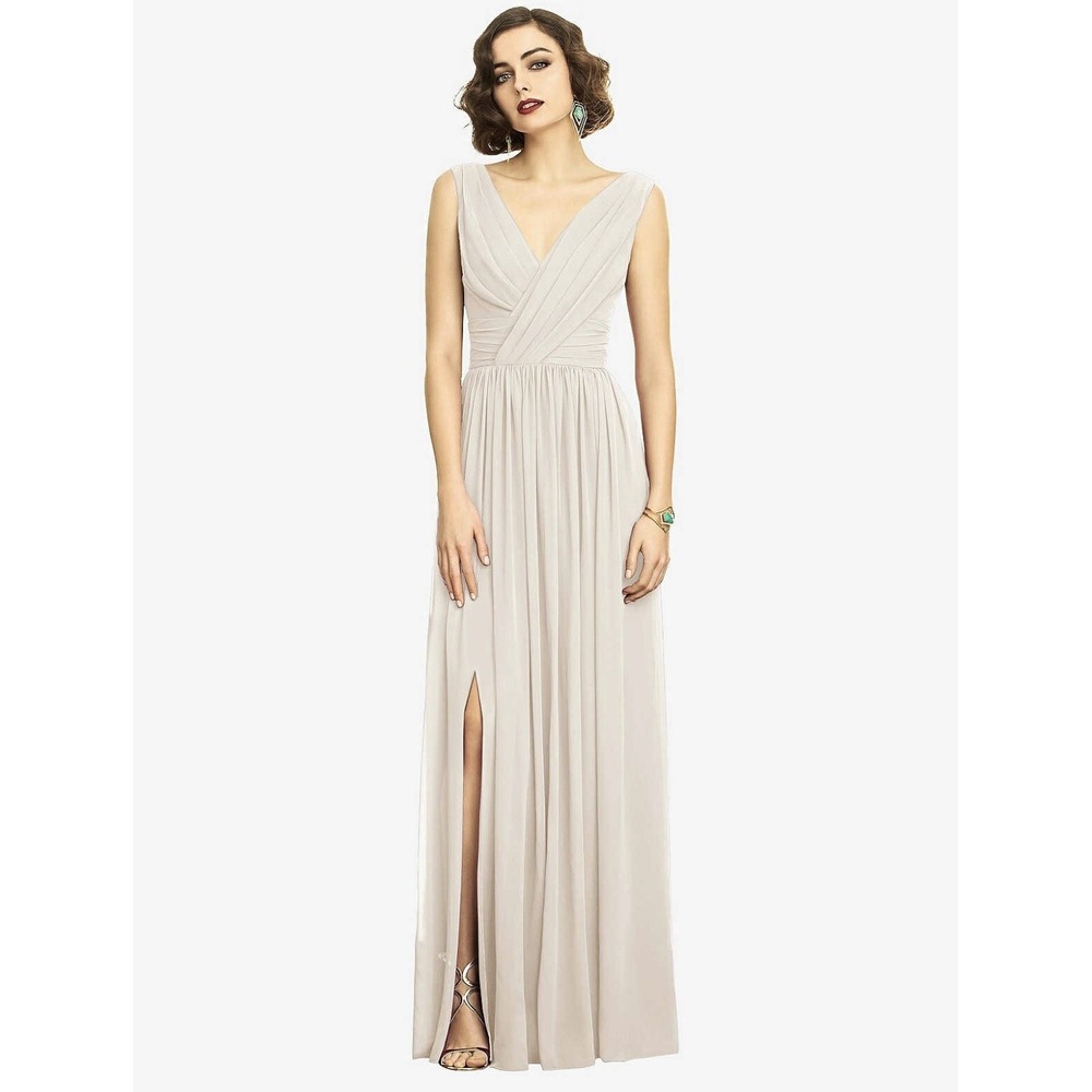 Dressy Collection Draped Chiffon Formal Sleeveless Front Slit‎ Maxi Dress Size 6
